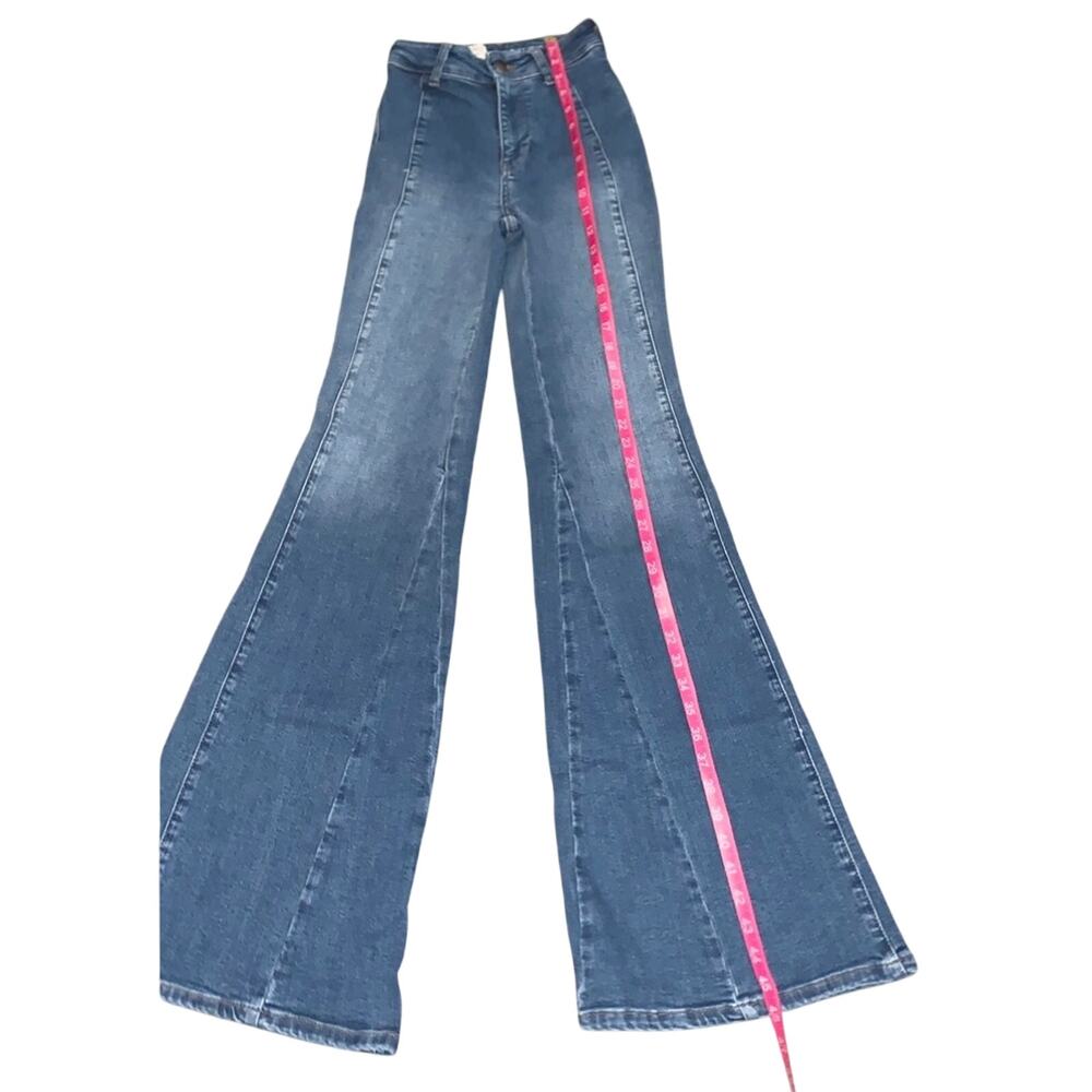 ANTHROPOLOGIE Pilcro Womens Blue Jeans, Size 23 Tall, Fluted High-Rise Flare - Picture 8 of 14